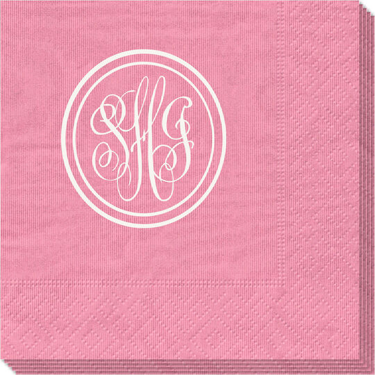 Double Circle Monogram Moire Napkins